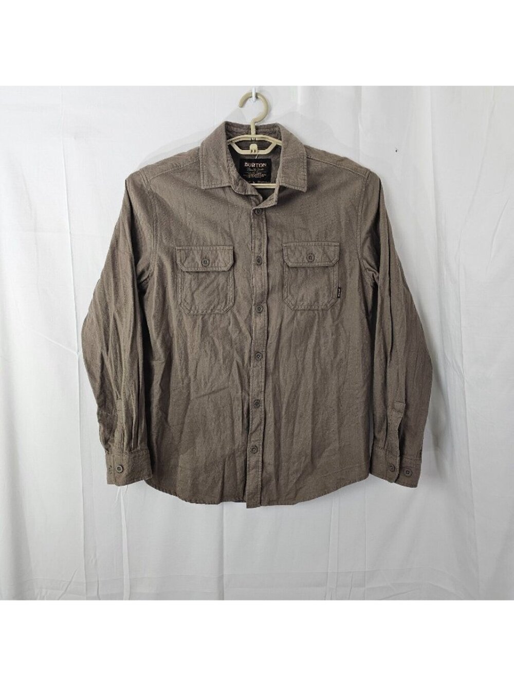 Burton Button Up Shirt Mens S Brown Long Sleeve Cotton Top Pockets Western